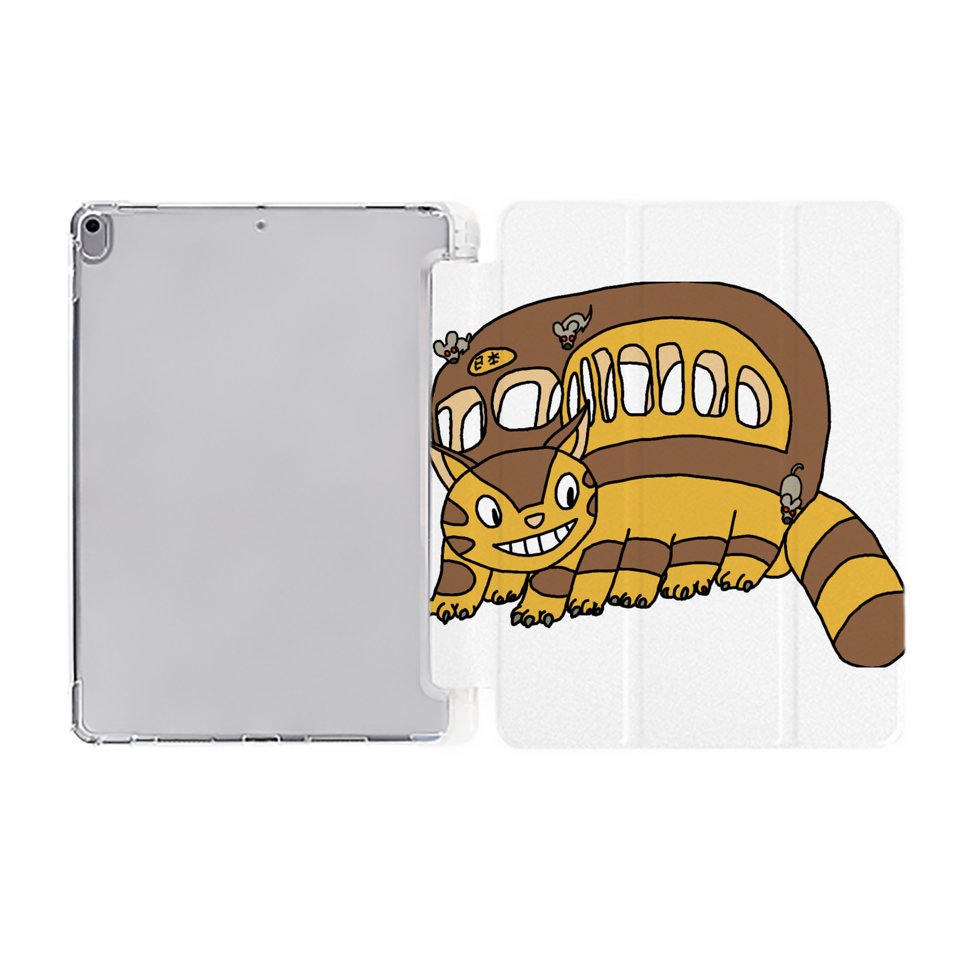 （画像用） となりのトトロ 草壁メイ 草壁サツキ My Neighbor Totoro Satsuki Kusakabe Mei Kusakabe IPad ケース ペン収納付き 三つ折りスタンド PUレザー×シリコン 対応機種9.5/10.5/10.9インチ